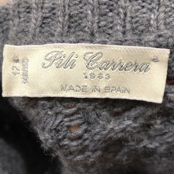Pili Carrera Cardigan Sweater Size 12 Gray Fisherman’s Cable Knit Wool Alpaca - Picture 6 of 9